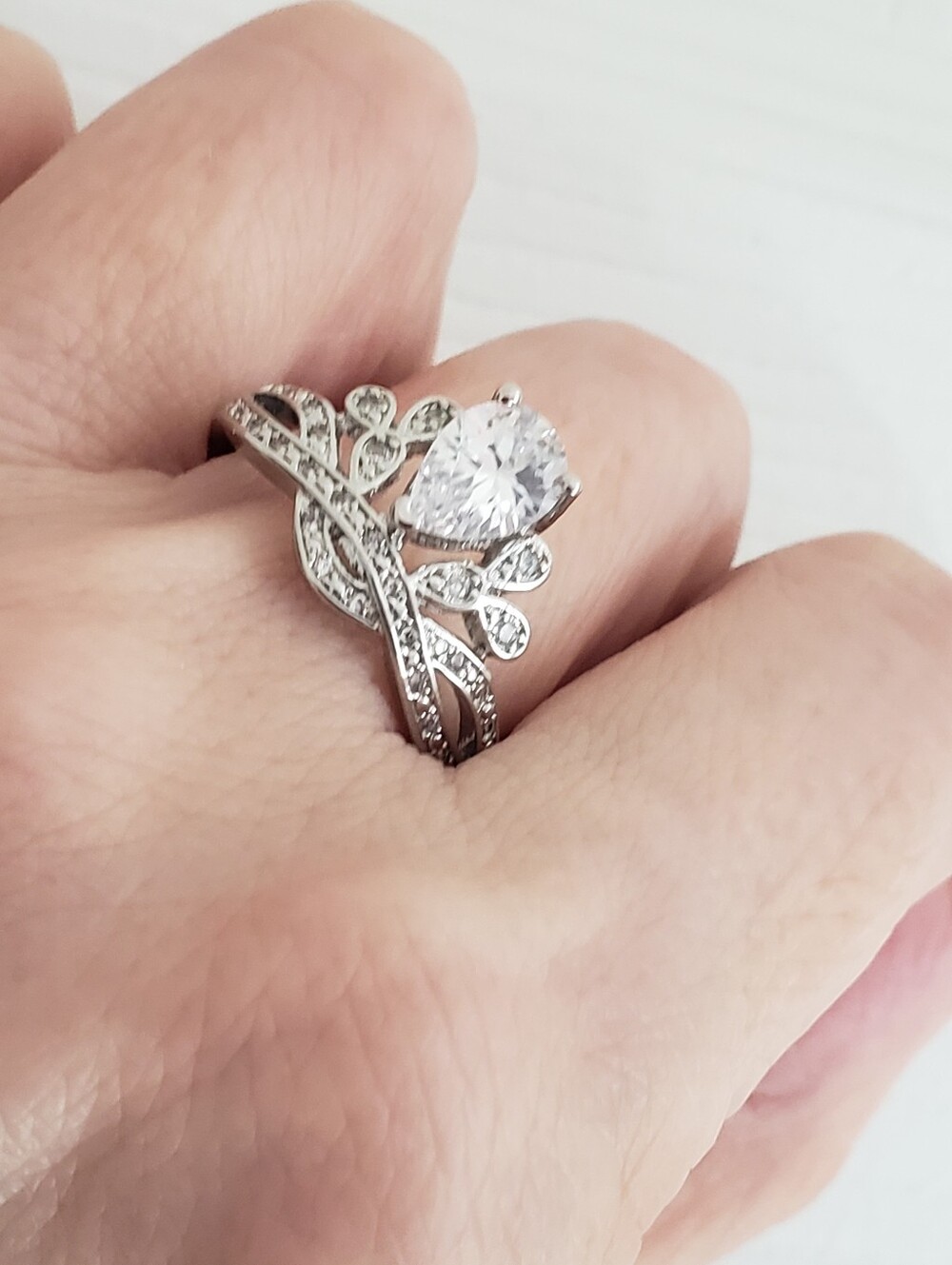 NEW Princess Crown Style Ring, Sterling With Large Fashion Center Stone, Sz. 10
